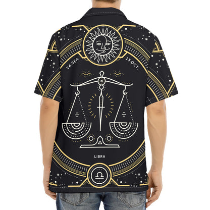 Vintage Libra Zodiac Sign Print Aloha Shirt