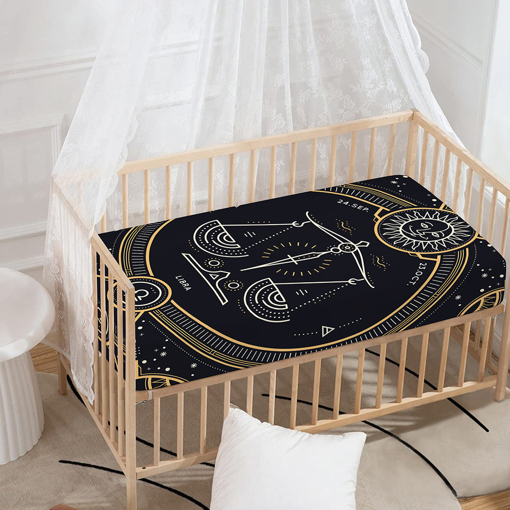 Vintage Libra Zodiac Sign Print Baby Crib Sheet