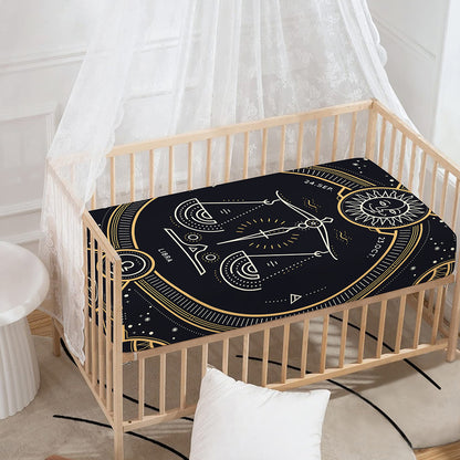 Vintage Libra Zodiac Sign Print Baby Crib Sheet