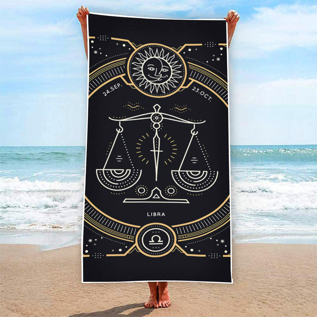 Vintage Libra Zodiac Sign Print Beach Towel