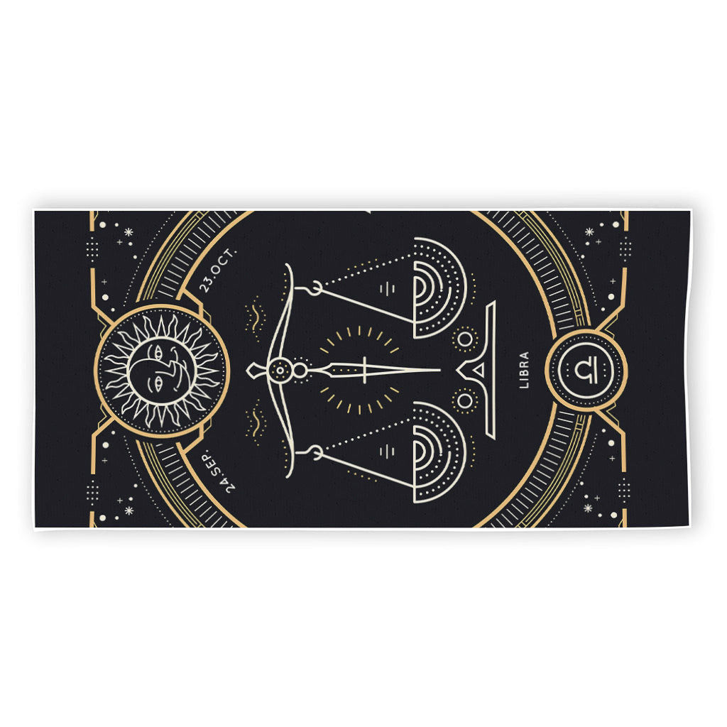 Vintage Libra Zodiac Sign Print Beach Towel