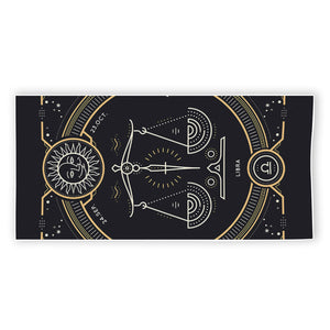 Vintage Libra Zodiac Sign Print Beach Towel