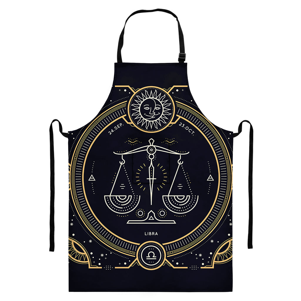 Vintage Libra Zodiac Sign Print Bib Apron With Pocket