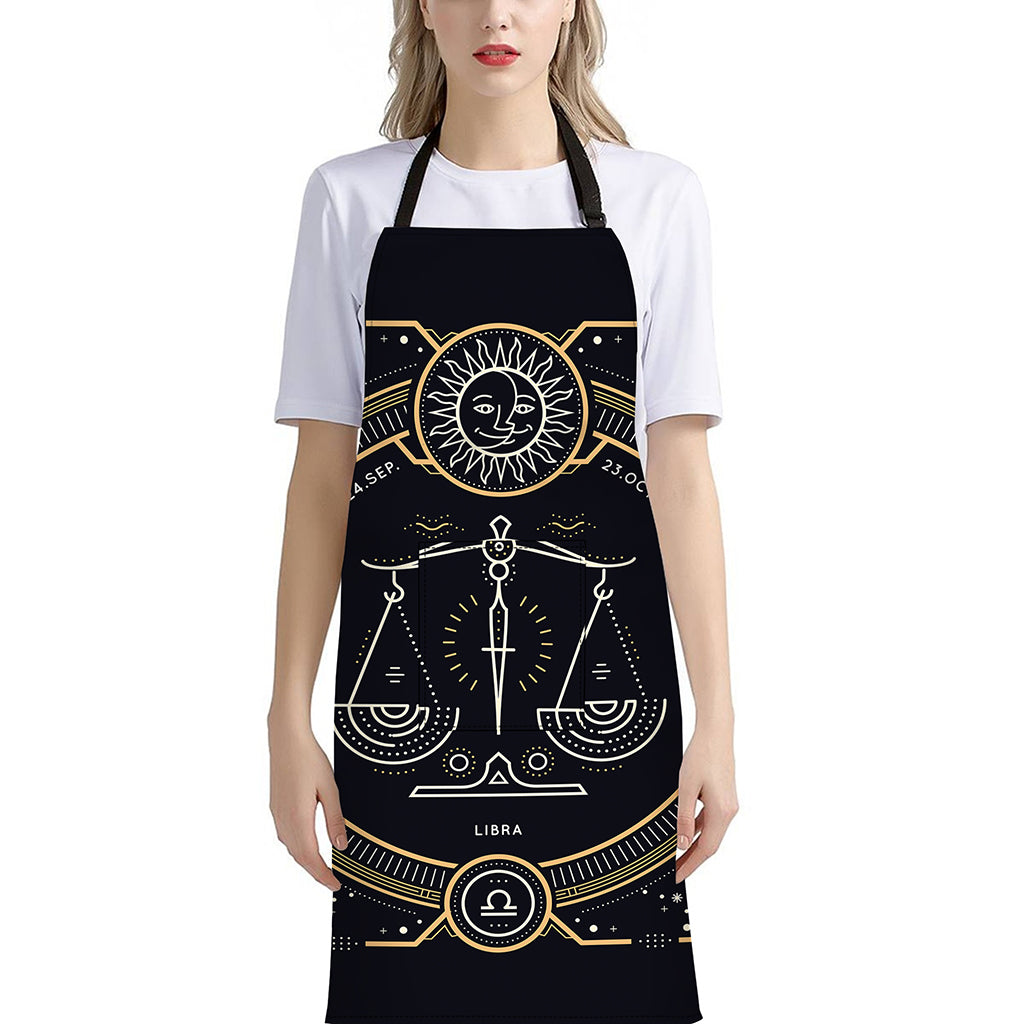 Vintage Libra Zodiac Sign Print Bib Apron With Pocket