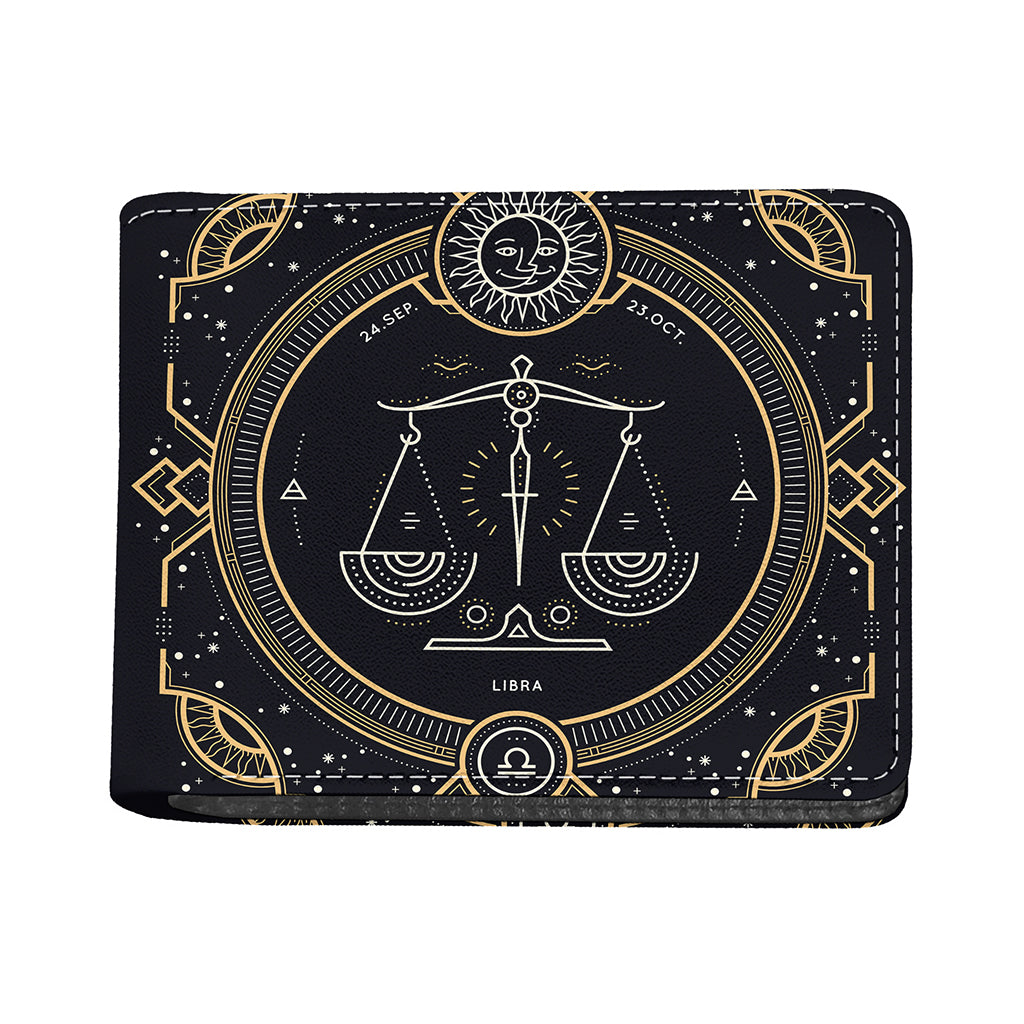 Vintage Libra Zodiac Sign Print Bifold Wallet