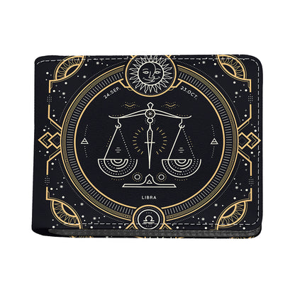 Vintage Libra Zodiac Sign Print Bifold Wallet