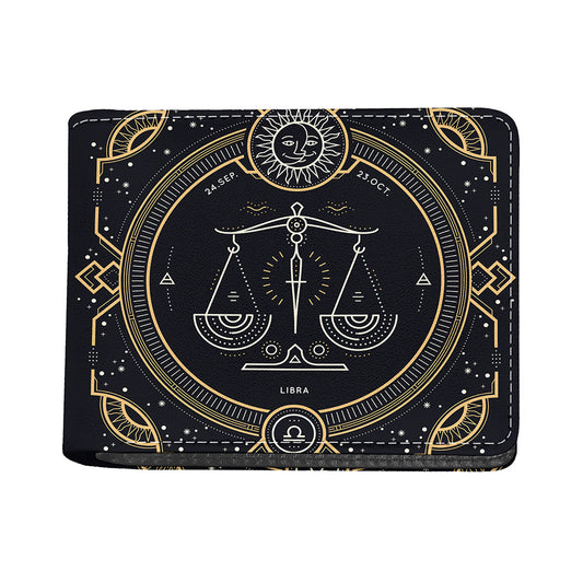 Vintage Libra Zodiac Sign Print Bifold Wallet