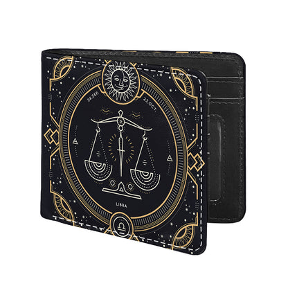 Vintage Libra Zodiac Sign Print Bifold Wallet