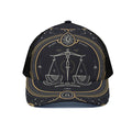 Vintage Libra Zodiac Sign Print Black Mesh Trucker Hat
