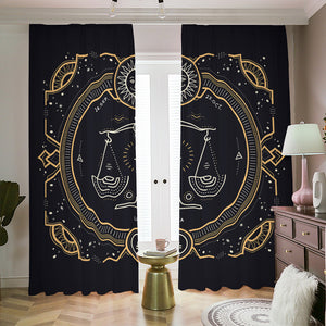 Vintage Libra Zodiac Sign Print Blackout Pencil Pleat Curtains