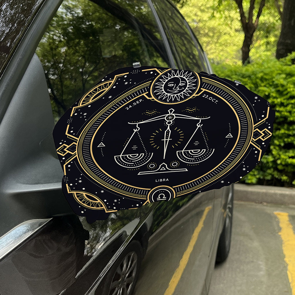 Vintage Libra Zodiac Sign Print Car Side Mirror Covers