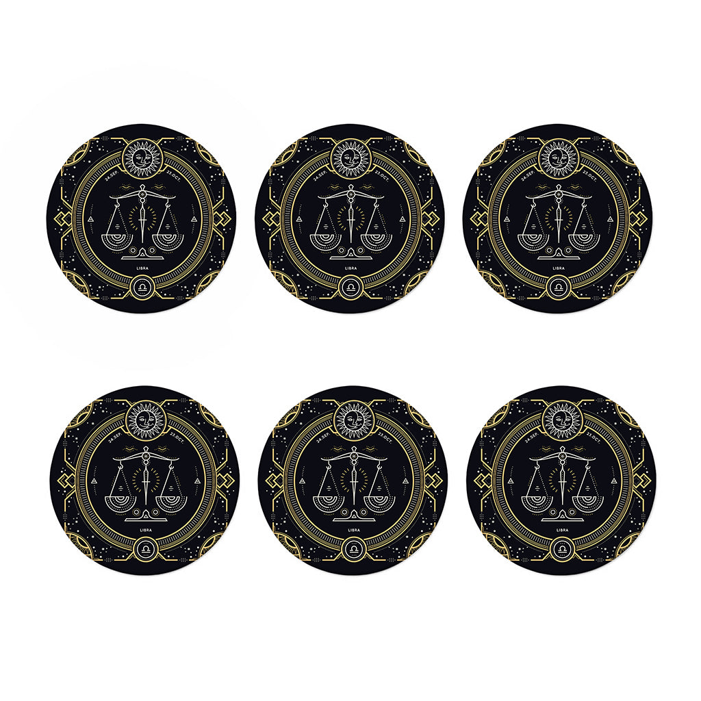 Vintage Libra Zodiac Sign Print Coaster Set