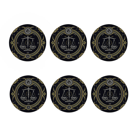 Vintage Libra Zodiac Sign Print Coaster Set