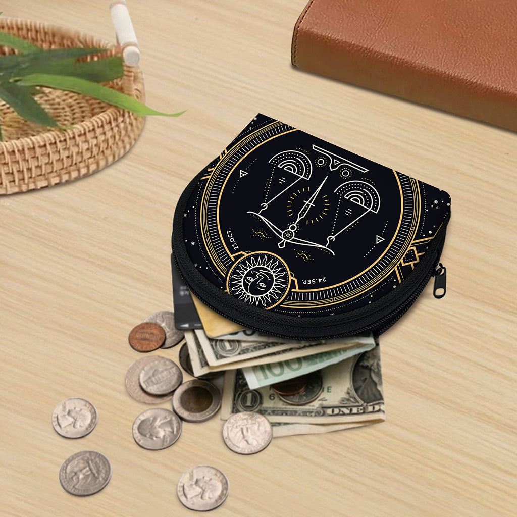 Vintage Libra Zodiac Sign Print Coin Purse