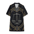 Vintage Libra Zodiac Sign Print Cotton Hawaiian Shirt
