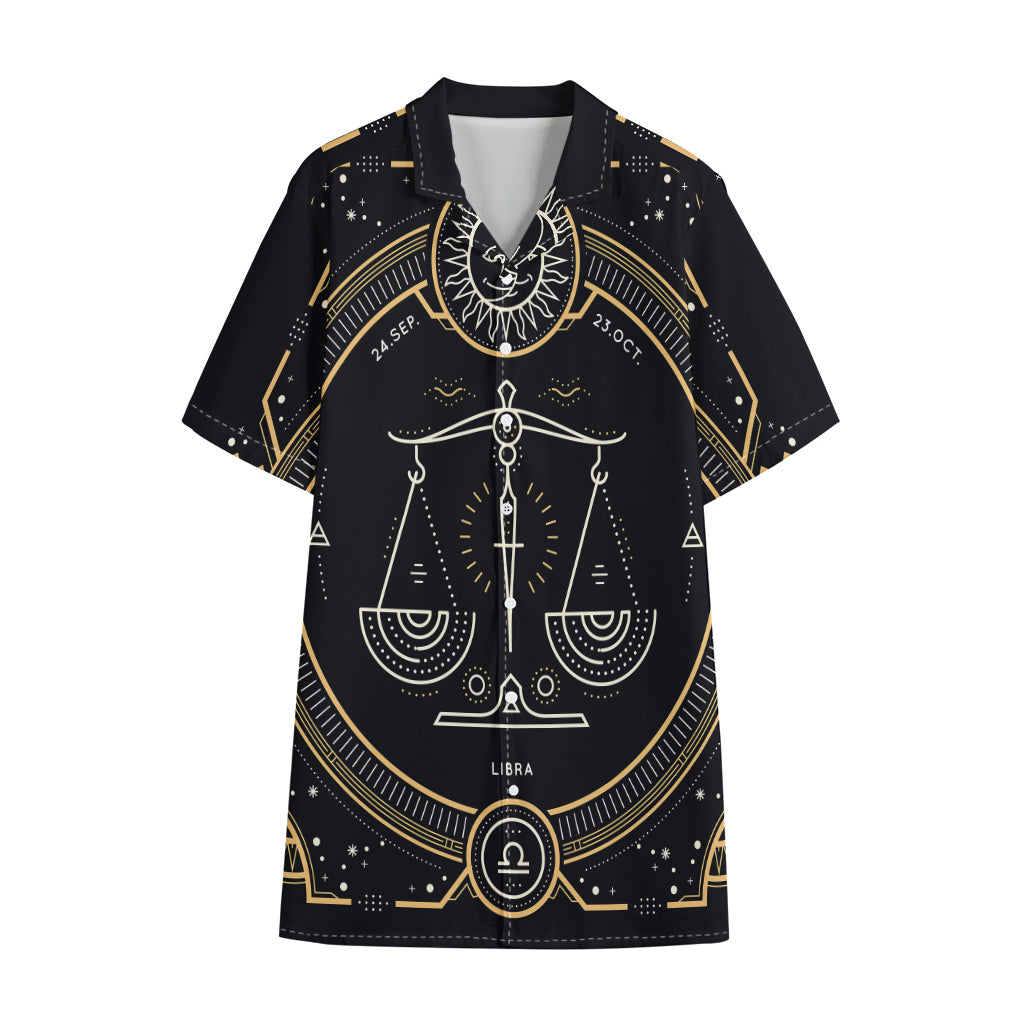 Vintage Libra Zodiac Sign Print Cotton Hawaiian Shirt