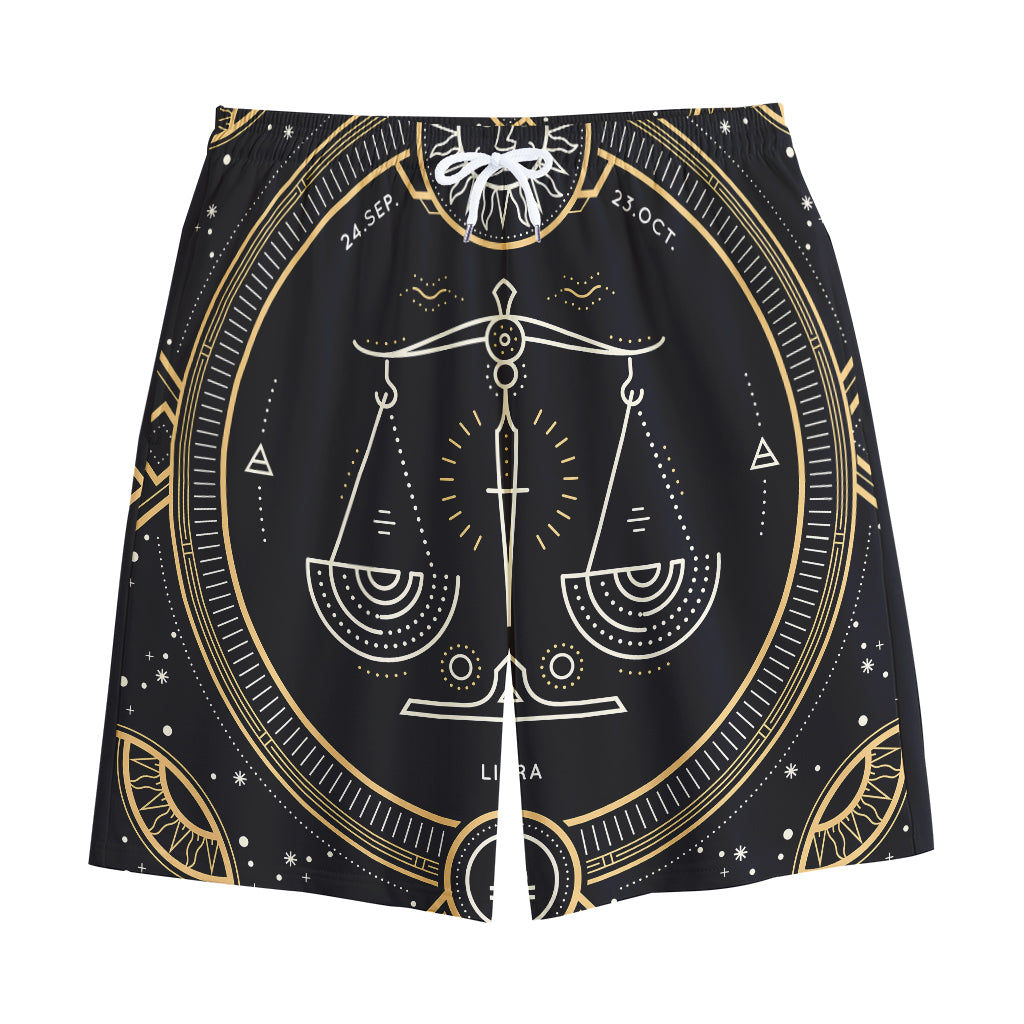 Vintage Libra Zodiac Sign Print Cotton Shorts
