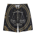 Vintage Libra Zodiac Sign Print Cotton Shorts