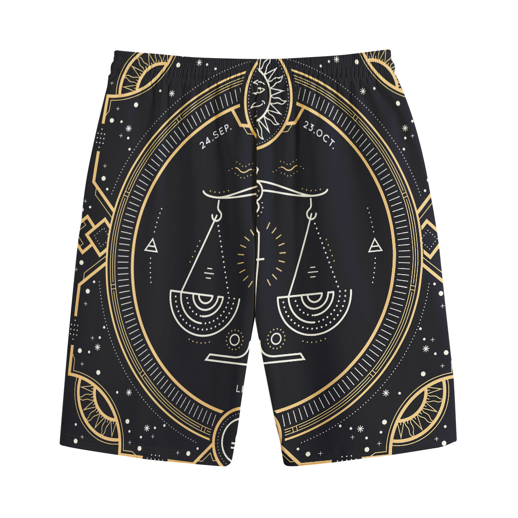 Vintage Libra Zodiac Sign Print Cotton Shorts