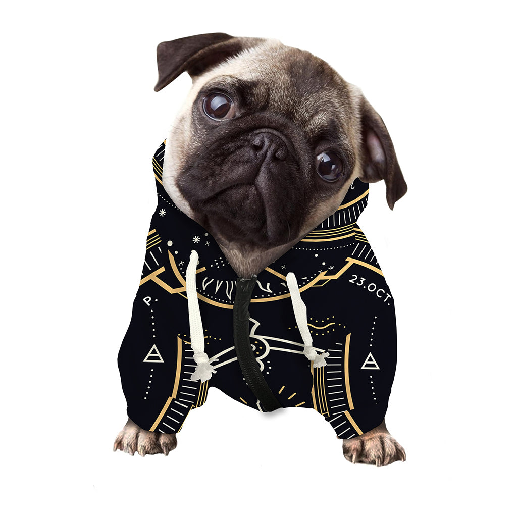 Vintage Libra Zodiac Sign Print Dog Zip Up Hoodie