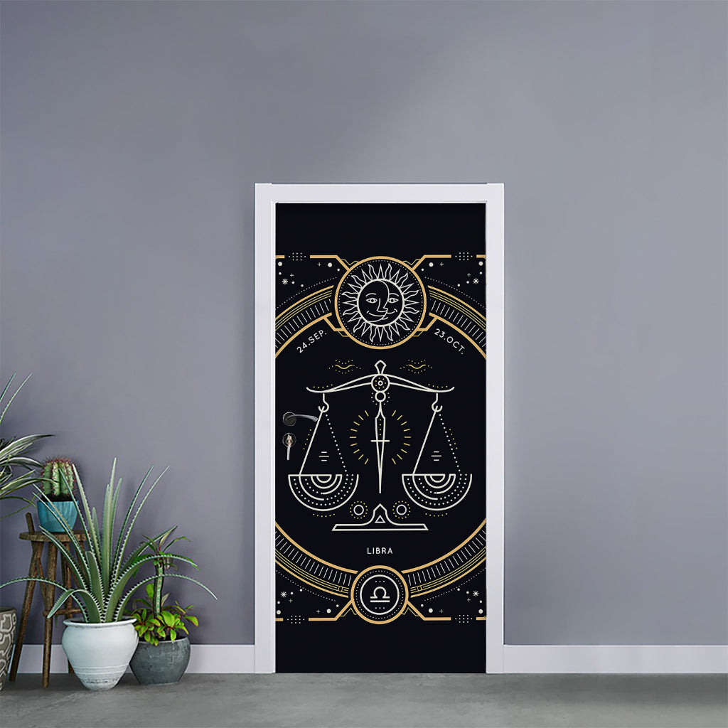 Vintage Libra Zodiac Sign Print Door Sticker