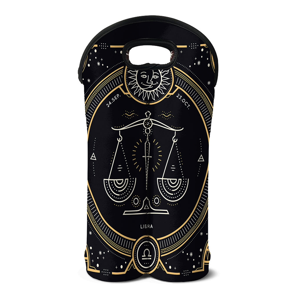 Vintage Libra Zodiac Sign Print Double Neoprene Wine Tote