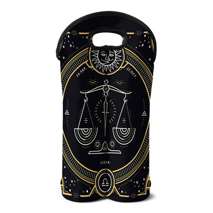 Vintage Libra Zodiac Sign Print Double Neoprene Wine Tote
