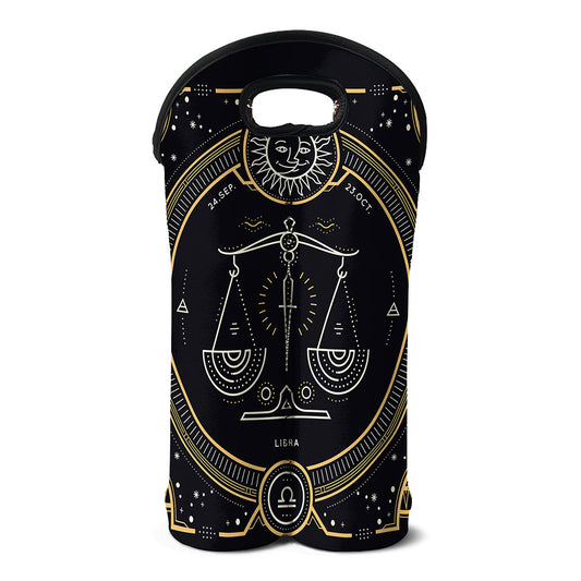 Vintage Libra Zodiac Sign Print Double Neoprene Wine Tote