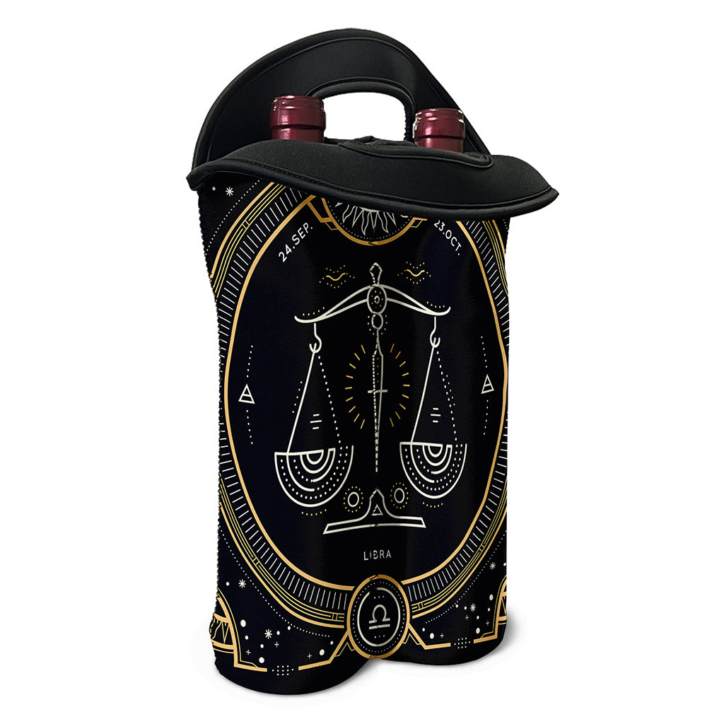 Vintage Libra Zodiac Sign Print Double Neoprene Wine Tote