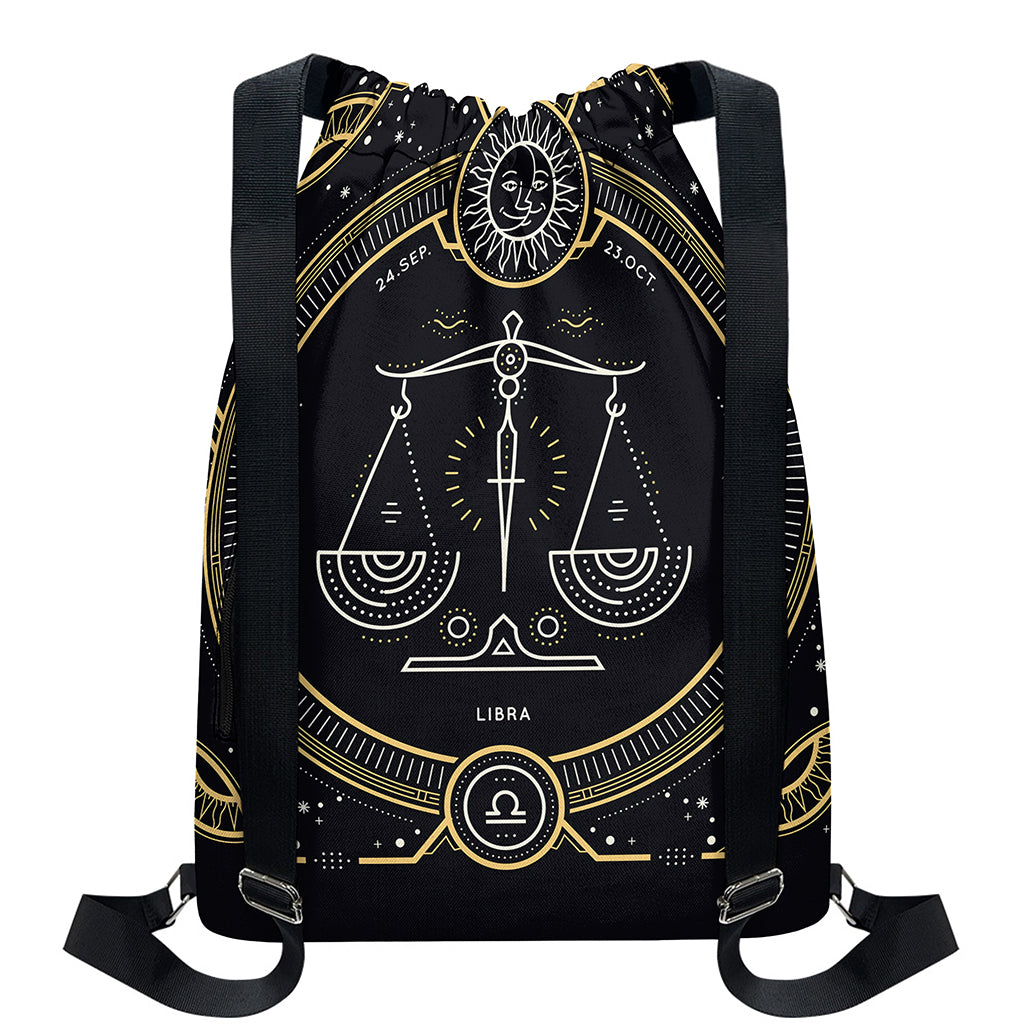 Vintage Libra Zodiac Sign Print Drawstring Backpack