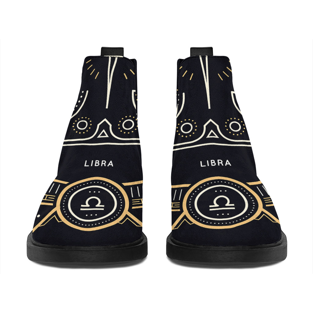 Vintage Libra Zodiac Sign Print Flat Ankle Boots