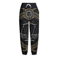 Vintage Libra Zodiac Sign Print Fleece Lined Knit Pants