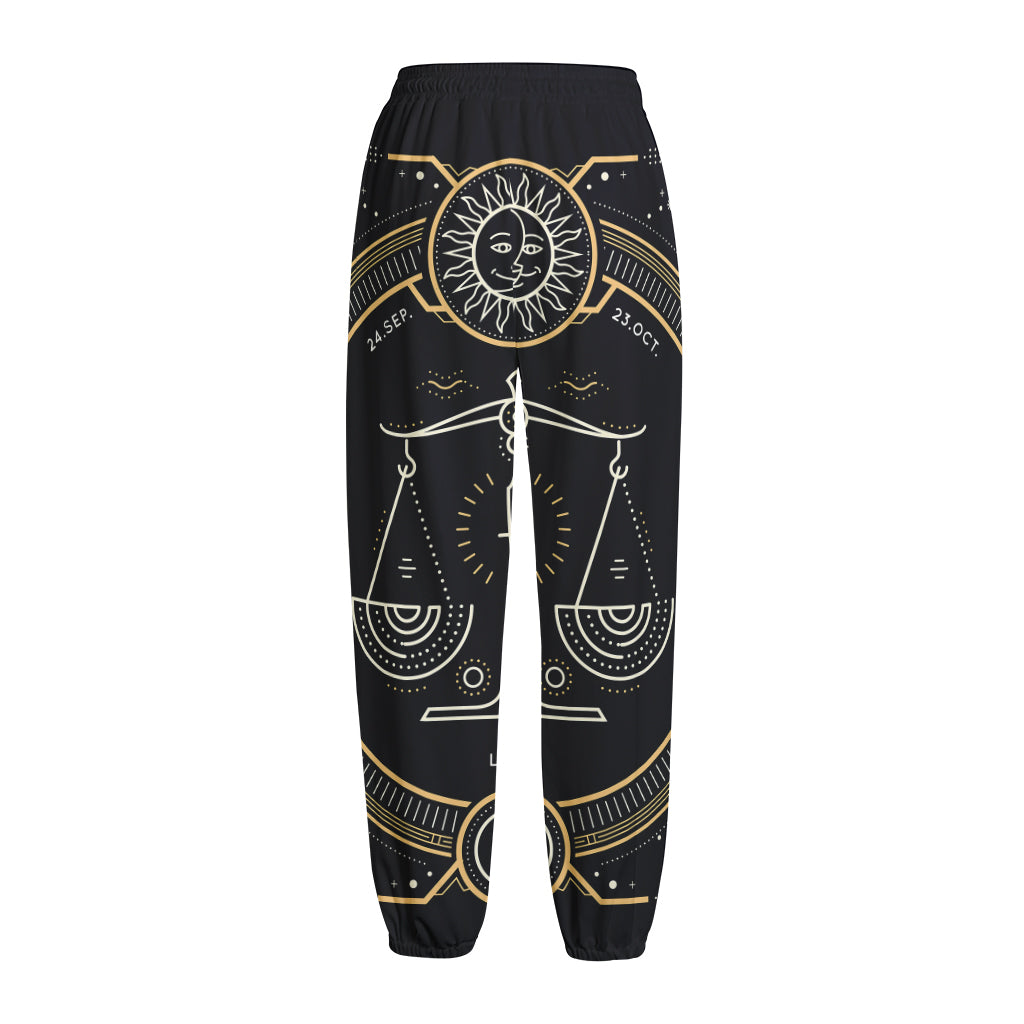 Vintage Libra Zodiac Sign Print Fleece Lined Knit Pants