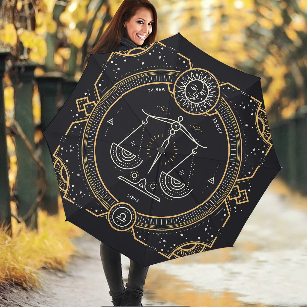 Vintage Libra Zodiac Sign Print Foldable Umbrella