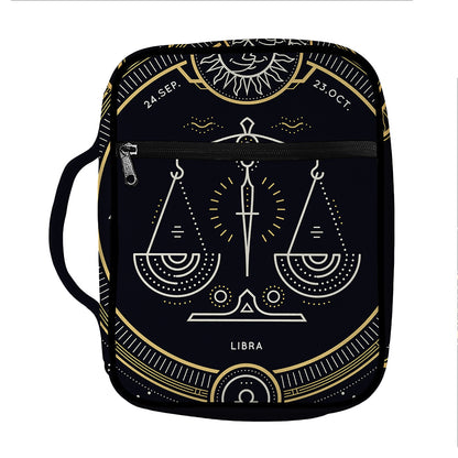 Vintage Libra Zodiac Sign Print Front Pocket Bible Bag