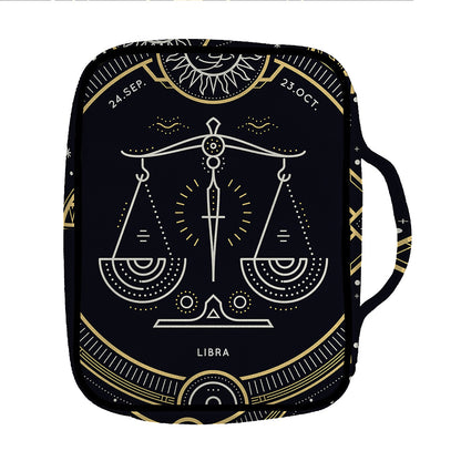 Vintage Libra Zodiac Sign Print Front Pocket Bible Bag