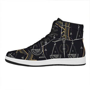 Vintage Libra Zodiac Sign Print High Top Leather Sneakers