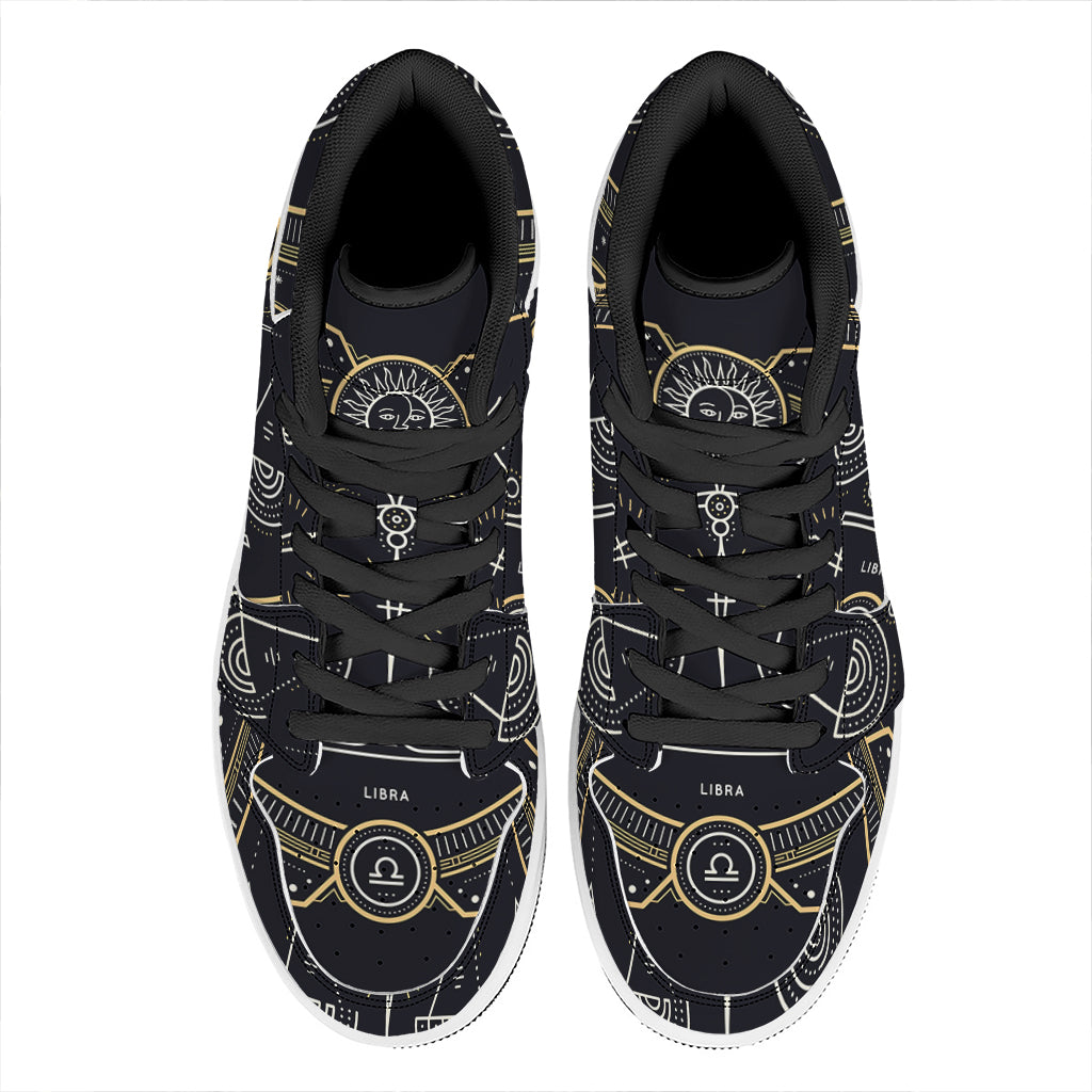 Vintage Libra Zodiac Sign Print High Top Leather Sneakers