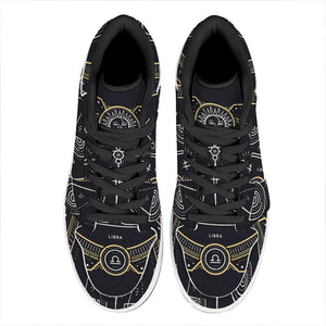 Vintage Libra Zodiac Sign Print High Top Leather Sneakers