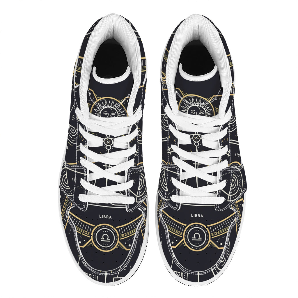 Vintage Libra Zodiac Sign Print High Top Leather Sneakers