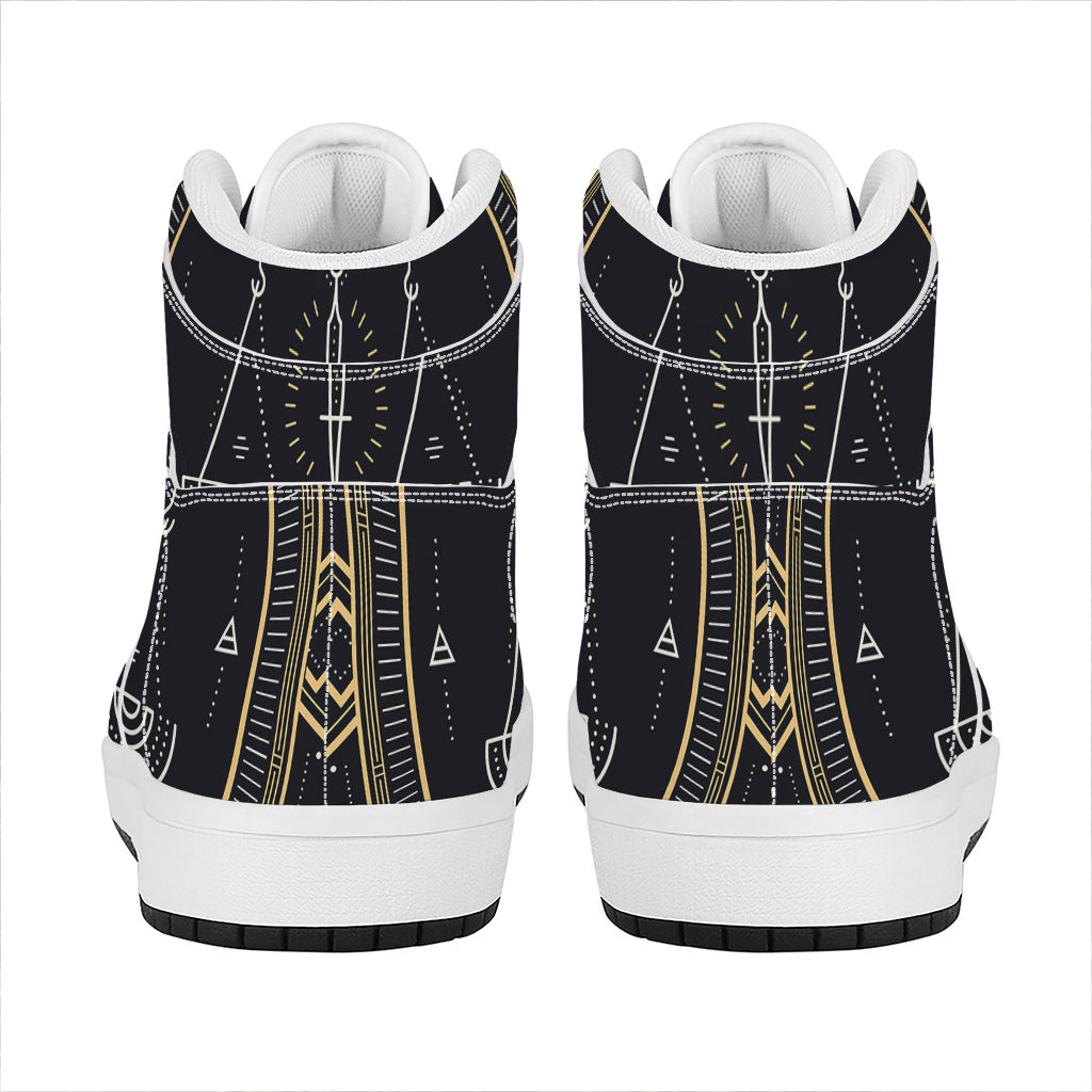 Vintage Libra Zodiac Sign Print High Top Leather Sneakers