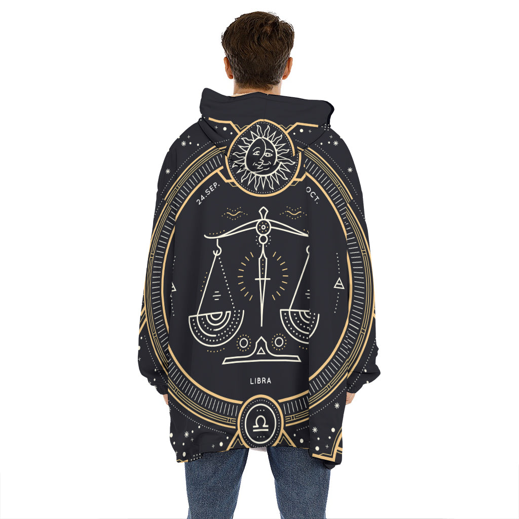 Vintage Libra Zodiac Sign Print Hoodie Blanket