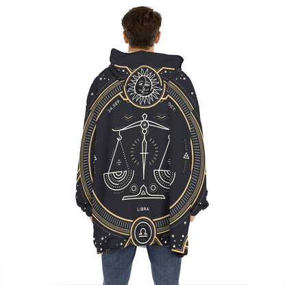 Vintage Libra Zodiac Sign Print Hoodie Blanket