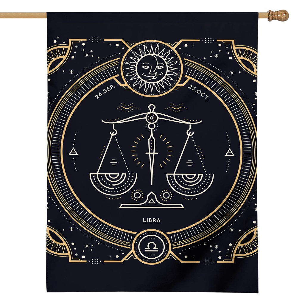 Vintage Libra Zodiac Sign Print House Flag