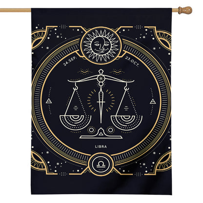 Vintage Libra Zodiac Sign Print House Flag