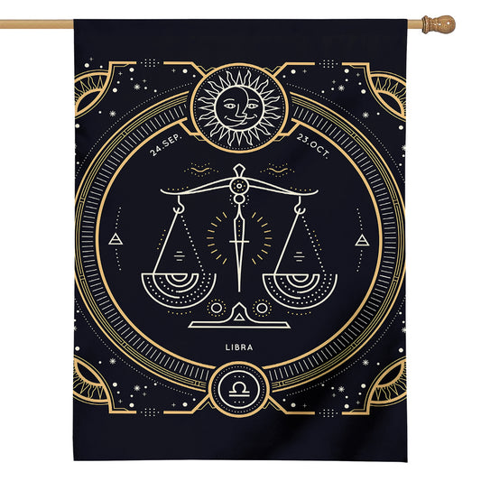 Vintage Libra Zodiac Sign Print House Flag