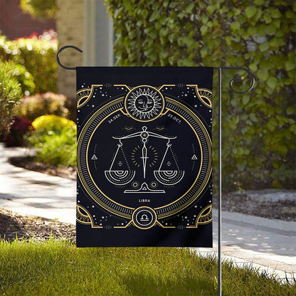 Vintage Libra Zodiac Sign Print House Flag