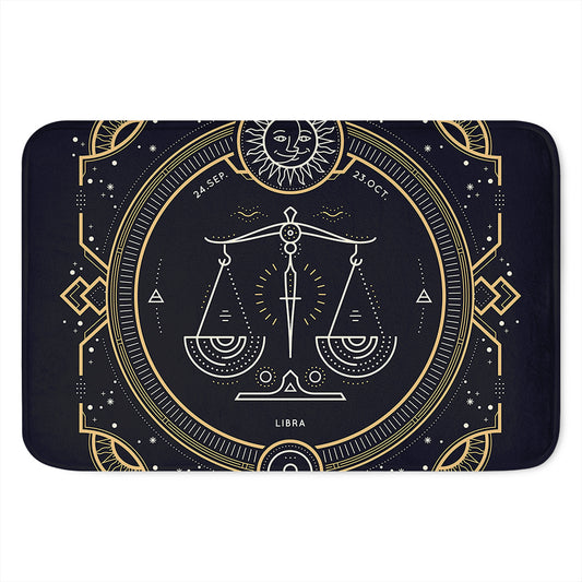 Vintage Libra Zodiac Sign Print Indoor Door Mat