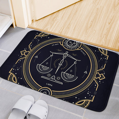 Vintage Libra Zodiac Sign Print Indoor Door Mat