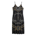 Vintage Libra Zodiac Sign Print Jersey Midi Cami Dress
